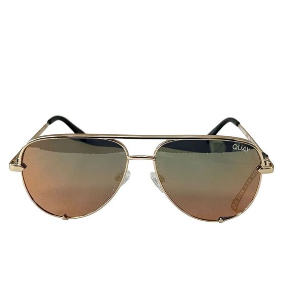 Quay Australia High Key Micro Sunglasses Medium Gold Polarized main image 7